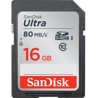 Карта памяти  SD  16 Gb Sandisk SDHC Ultra class10, 80Mb/ s (SDSDUNC-016G-GN6IN)