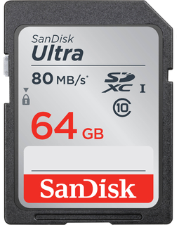 Модуль памяти  SD  64 Gb Sandisk SDXC Ultra, class 10, 80Mb/ s (SDSDUNC-064G-GN6IN)