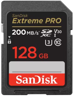 Карта памяти  SD 128 Gb Sandisk SDXC Extreme Pro, cl 10, 200Mb/ s, V30 UHS-I U3 (SDSDXXD-128G-GN4IN)