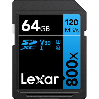 Карта памяти  SD  64 Gb Lexar Professional 800x SDXC UHS-I, (R120/ W45Mb/ s) C10 V30 U3